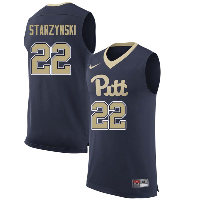 Men #22 Anthony Starzynski Pittsburgh Panthers College Basketball Jerseys Sale-Navy